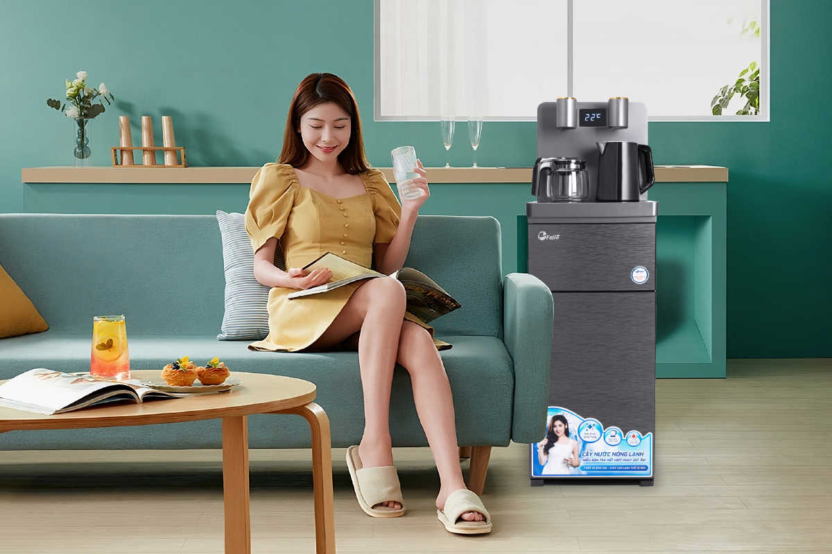 cây nước nóng lạnh kết hợp bàn trà, cafe Fujie TBH1332E